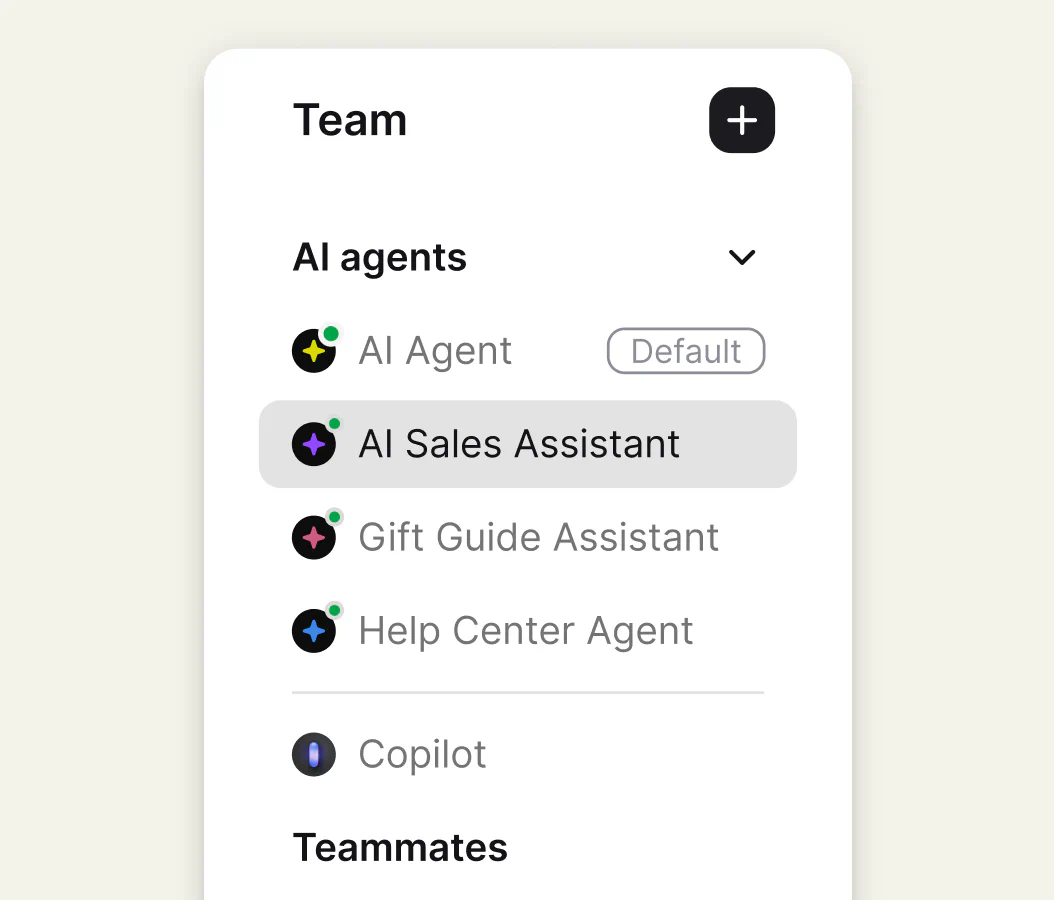 Multiple AI agents, each with its own profile, knowledge, and team