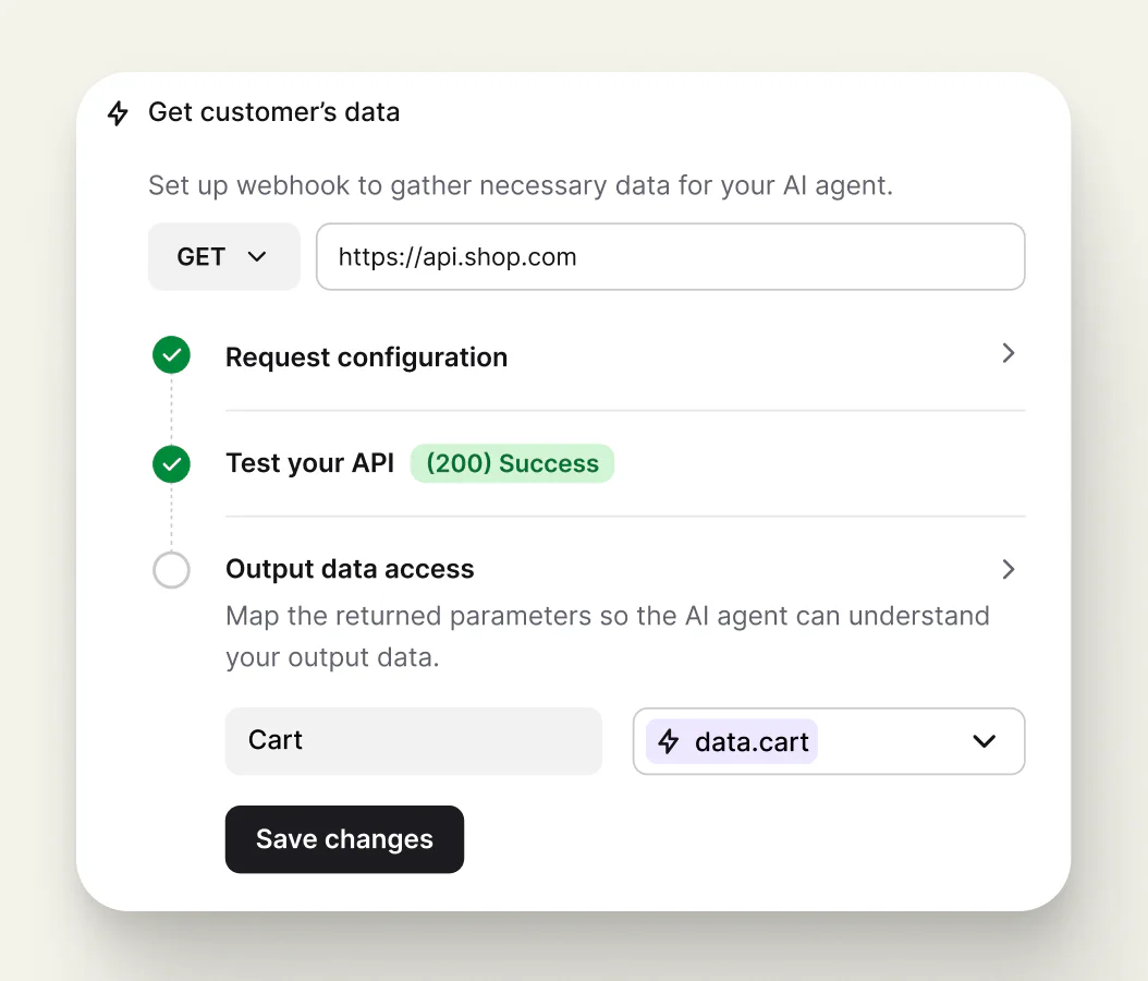 Custom Skill configuration connecting an action to an external system