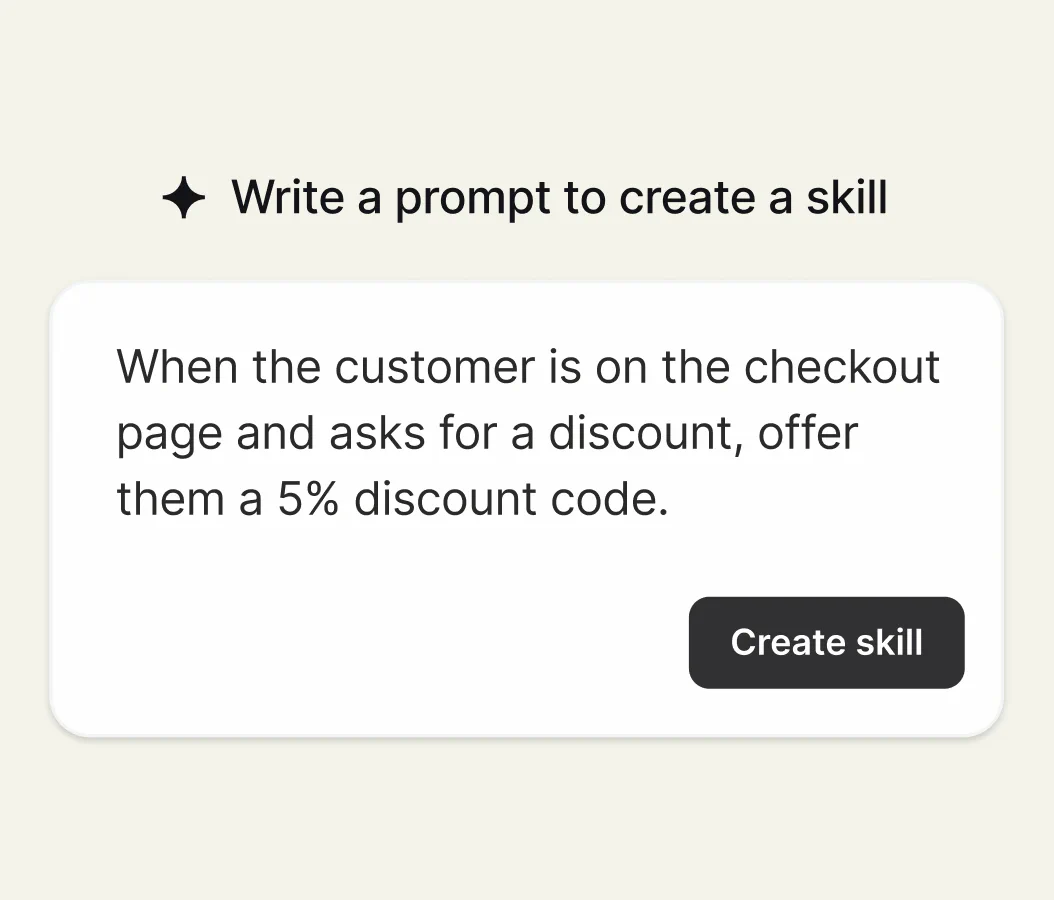 No-code Custom Skill builder with inputs and outputs described in plain language