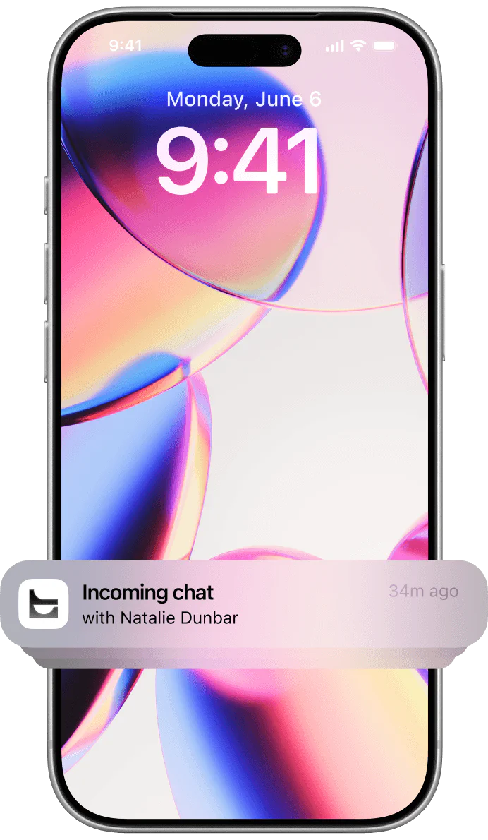 Notifications in LiveChat® app for iPhone by Text