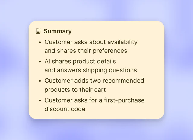 A concise summary of a customer conversation