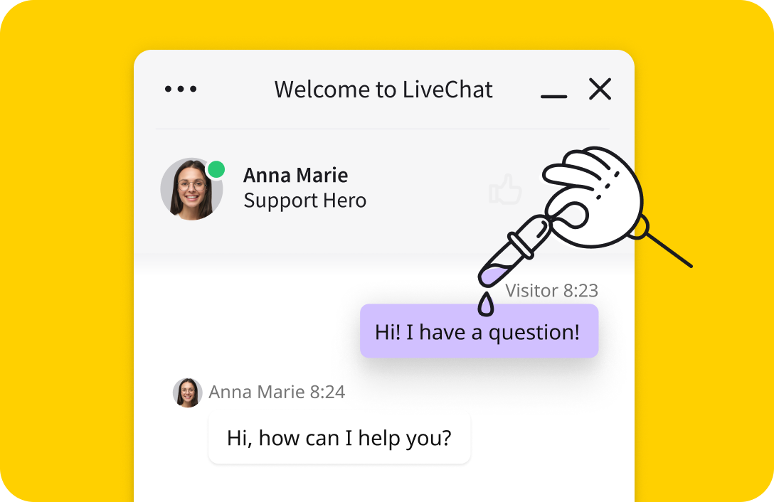 The visualization of the LiveChat®’s chat widget customization