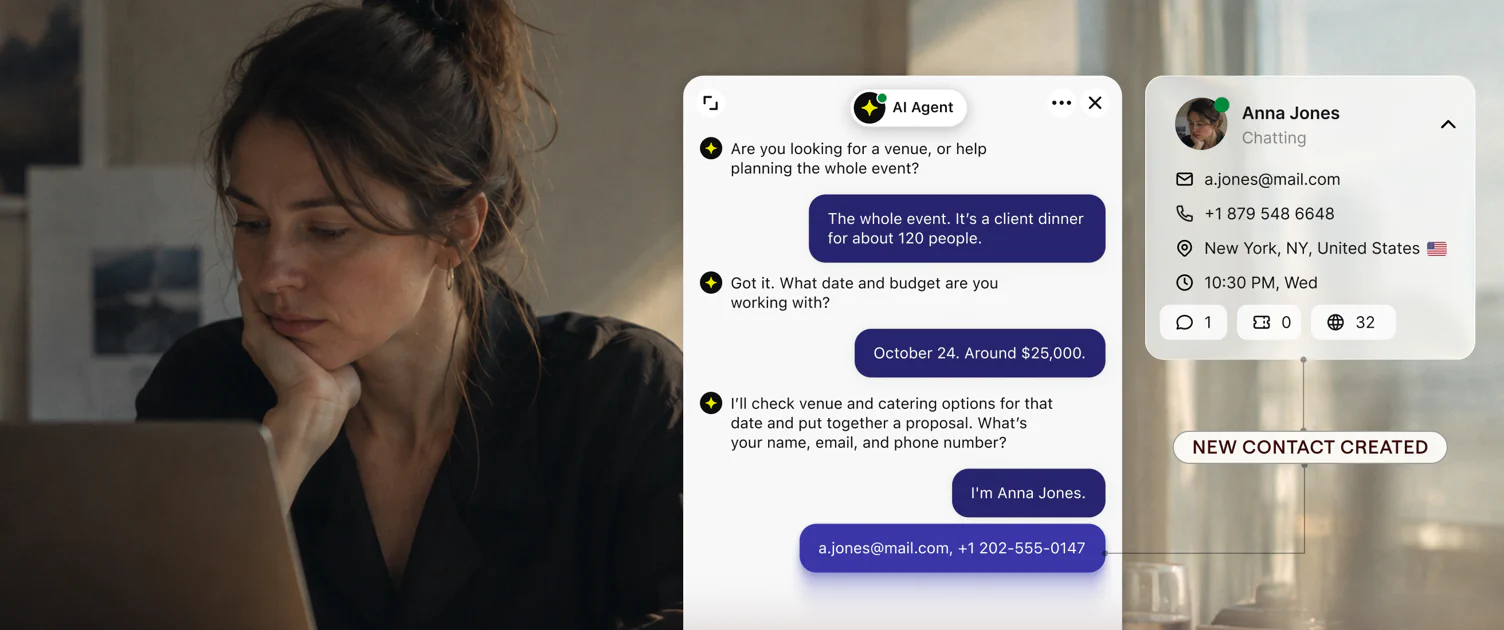 AI Agent qualifying a sales lead and creating a new contact